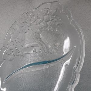Mikasa Crystal Holiday Bells Divided Relish Tray.